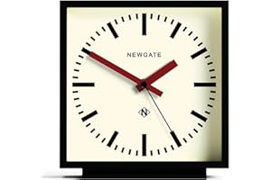 NEWGATE® Amp cichy zegar kominkowy – 'No Tick' – nowoczesny zegar kominkowy – zegary do salonu – zegar biurowy – zegar biurkowy – zegary kominkowe – tarcza stacji (Czerwony)