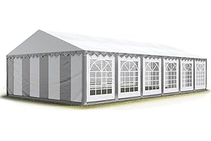 TOOLPORT Tendone per Feste 6x12 m PVC Grigio-Bianco 100% Impermeabile Gazebo da Giardino Tendone da Esterno Tenda Party