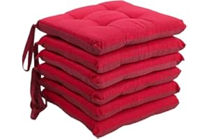 SPIGA LA TUA CASA CON STILE Cuscini Sedia Coprisedia, Set 6 Cuscini Sedia, Cuscini 4 Punti Imbottiti con Lacci (Bordeaux)