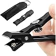 MAYCREATE® Nail Cutter For Men Stainless Steel Nail Clippers with Leather Cover Toenail Clippers Wide-Opening Sharp Jaws for Thick Nails, Professional Nail Trimmer
