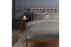 PIZUNA LINENS Pizuna Copripiumino Singolo Cotone 150x200 Grigio, 400 fili con trama Sateen in 100% Cotone a fiocco lungo Copripiumino 150x200 con 1 federa 50x80 (Copripiumino Cotone Grigio)