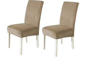 ‎CYCMACO CYCMACO Stuhlhussen Samt 2er Set, Stretch Stuhlüberzieher, Stuhlbezug Schwingstuhl, Hussen Für Stühle Hochlehner, Stuhlbezüge Kratzfest, Universal Chair Cover Waschbarer, Kamel