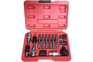 BestsQ 13PC Alternator Freewheel Pulley Removal Socket Bit Set Garage Service Tool Kit