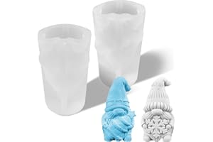 ZoneYan 2 Pièces Moules en Silicone de Noël, 3D Moule à bougie Gnome, Moules Silicone Bougie Pere Noel, Moule en Silicones pour Bougies de Noël pour Savon, Chocolat, Fabrication de Bougies