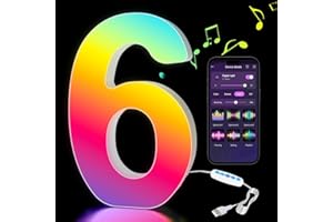 Kangtaixin Números Luminosos con USB, Números de Luces LED Iluminadas Control APP, Luces Números de neón, Luces de Noche para Pared, Fiesta de Cumpleaños, Navidad, Decoración de Boda, Números - 6