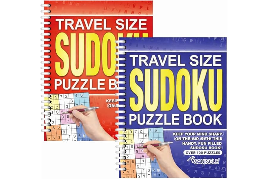 Sixstore A5 Spiral Bound Travel Size Sudoku Puzzle Book Set of 2, Purple and Orange, Brain Games Numbers