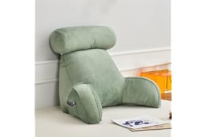 FEAW Lendenkissen mit Armlehnen,Lesekissen für Bett,Bettruhekissen mit Tasche,mit Abnehmbarer Nackenrolle,Für mehr Halt und Komfort von Rücken,Kopf und Nacken