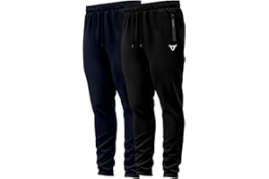 TORO ACTIVA Pack of 2 Tracksuit Bottoms Men Lightweigt Jogging Trousers with Zipper Pockets Work Joggers Fit Sport Casual for Running Gym Training