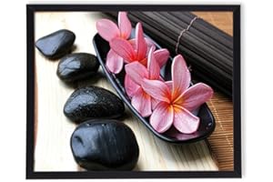 POSTERGALERIA Cuadro en marco | póster | Moderno | Pared | Artista | Diferentes temas 40 x 50 cm | flores rosas y piedras