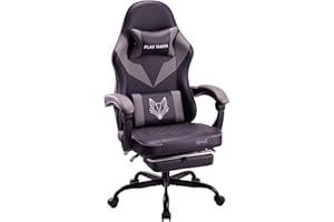 play haha Gaming Chair Ergonomic Gaming Chair with High-Density Foam & Breathable PU Leather 135-Degree Recline, Enhanced Lumbar & Leg Support,360° Swivel,150kg Capacity Desk Chair