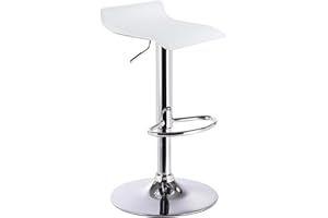 WOLTU Bar Stool Faux Leather Kitchen Stool Barstool White Seat Adjust 62-84cm