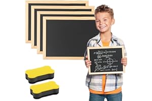 ZOYDP 4 Stück Kreidetafel mit Holzrahmen, A4 Schiefertafel zum Beschriften, 20 x 30 cm, Tafel zum Beschriften mit 2 Schwamm, Kleine Blackboard für Kinder, Hochzeit, Memo, Party, Schule, Malen