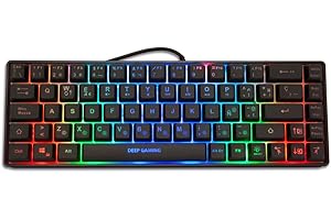 COOLBOX DeepGaming TM065 - Teclado 65% RGB Compacto con Sonoridad de Teclado Mecánico y Suavidad de Membrana, 69 Teclas (19 Anti-Ghosting), 10 Modos de Iluminación, TKL, Alámbrico USB.