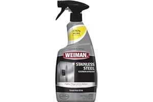 Weiman Stainless Steel Cleaner & Polish - Streak Free Shine for Refrigerators, Dishwasher, Sinks, Range Hoods and BBQ grills - 22 fl. oz.