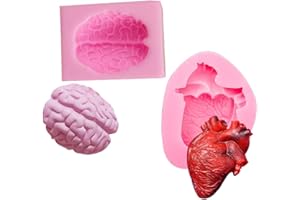 WonDerfulC Lot de 2 moules 3D en forme de cœur et cerveau humains - pour crème glacée, chocolat, pudding, savon, aromathérapie, artisanat