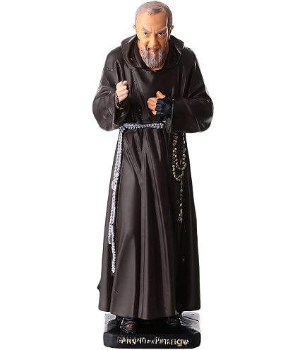 Holyart Statua Legno San Padre pio da Pietrelcina Dipinta, 15 cm (5.91 INC