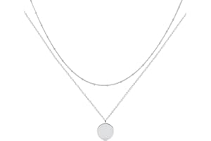 Jenosy Kette Layered Damen Kette mit Anhänger Damen Personalisierte Kette Gold Silber Damen Zarte Mehrreihige Halskette Hypoallergene 18K Vergoldete Kette Modeschmuck für Frauen und Mädchen