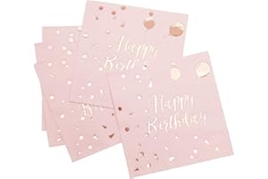 iZoeL 50Stk Geburtstag Servietten Gold Happy Birthday Servietten 33x33cm 3-lagig Pink Papierservietten für Mann Frau Mädchen Party Deko (Rose Gold Happy Birthday) (Rosa+Rosegold HB)