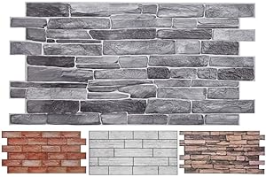 MYDEKOR 3D Wall Panels for Living Room Kitchen Decorative Tiles PVC Plastic Cladding Grey Slate Stone Effect (10 PCS / 4.60M2)