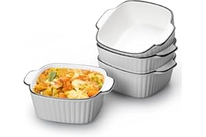 TUYINES Ceramic Baking Dishes set of 4,Oven Dishes,400 ml Small Baking Dish for Air Fryer,Ceramic Bakeware with Handles,Small Oven, Casserole Dish, Small for Lasagne, Tiramisu, Baking Mould