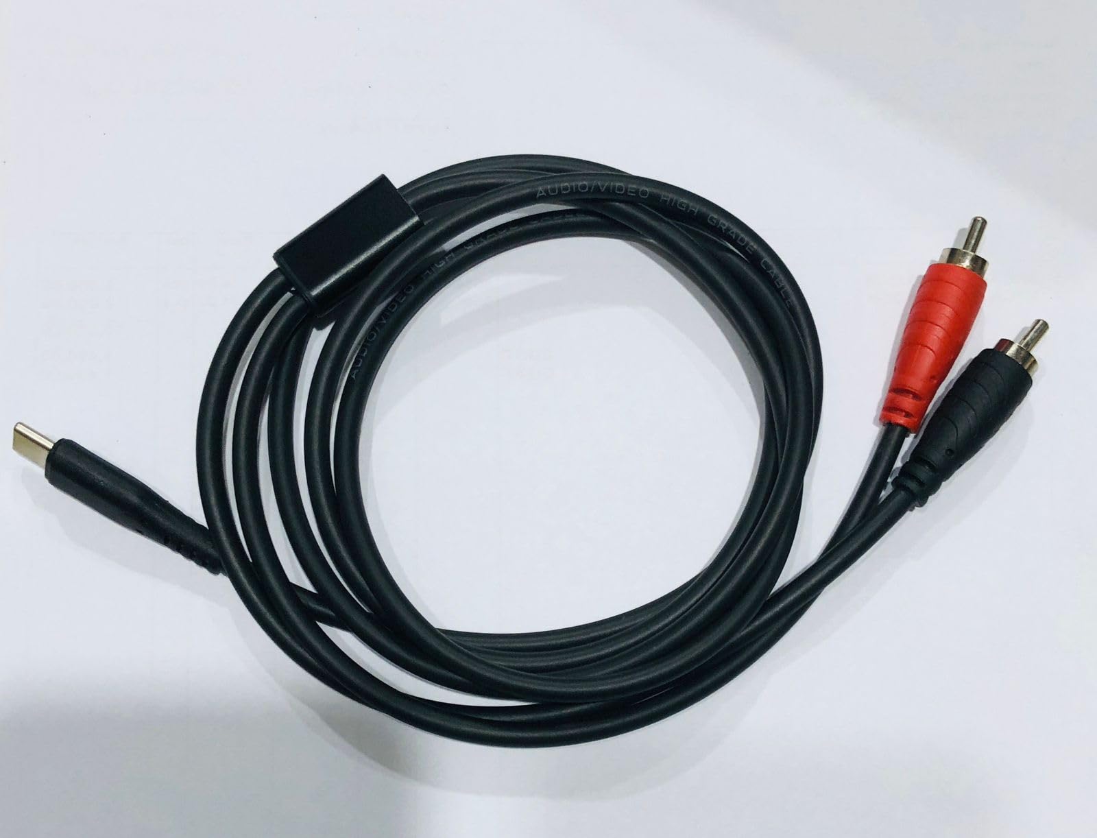 VRCT USB C to 2 RCA Audio Cable, Type-C to RCA Male to Male Y RCA Splitter, 2RCA Jack USB-C Audio Cable for Phone, Tablet, Home Theater, DVD, Amplifier, Speaker, Car Stereo (5ft /1.5M)