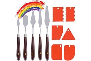 FENGQ Juego Cuchillos Paleta Espátula Fina de Pasta de Textura 11 piezas Herramientas Pintura Cuchillo de Paleta con 6 Espátula Pasta de textura 5 Cuchillos Paleta de Pintura al óleo para Pintura