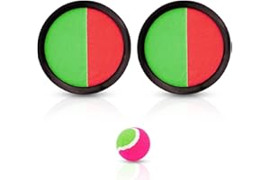 YEAPEAK Toss And Catch Game - Paddle Catch Ball Set Toss, 2 Paddle e 1 Palle, Catch Ball e Toss Game Set, Gioco All'Aperto per Bambini Catch Ball Game.(Rosso+Verde)