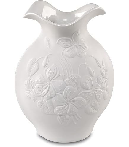 Goebel Kaiser Porzellan Vase 'Papyrus' Weiß - 30 Cm Hoch, Biskuitporzellan, Handarbeit