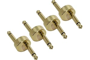 VIVLEX 4er-Pack Gitarre Pedal Anschluss Effektpedal Koppler Z Typ 1/4" 6,35 mm TS Kupfer Stecker auf Klinke Stecker für Gitarrenpedale, Pedalboard, Gold Plantedecker