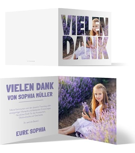 10x Konfirmations Dankeskarten – Altarfalz Design Im Anzug-Motiv, Individuell Bedruckbar
