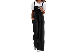 YESNO Damen Latzhose Lässiger Cord-Overall für Damen Verstellbarer Schultergurt Baggy-Hose Weites Bein Jumpsuits mit Taschen