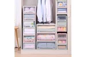 Homieco Scatole di immagazzinaggio del Guardaroba dell'organizzatore del cassetto Trasparente di plastica impilabile del Petto