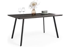 Spinningfield Dining Table - 6 Seater Kitchen Table for Dining Room - Rectangular Dark Wood Effect Dinner Tabletop for 6 People - Industrial Design with Black Angled Legs - W150cm xD90cm - Burton