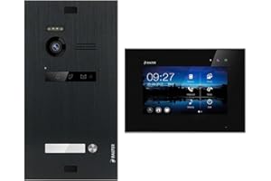 Nonic Balter EVO Video-Türsprechanlage Set 1 Familienhaus (1x Türstation mit Kamera Schwarz, 1x Touchscreen 7 Zoll LCD-Monitor Schwarz, 2-Draht Bus, 150° Kamera, Türöffner, Interkom)