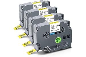 UniPlus Kompatybilna taśma etykiet TZE jako zamiennik do Brother Tzc Tape 9 mm Tze-621 Tze621 Tz-621 Tz621, kompatybilna z PT-D210, GL200, PT-H300, 1005, H107, 1000, PT-1010, PT-1280, PT-E1100 , czarny na żółtym