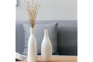 ‎CUTFOUWE Cutfouwe 2er Weiße Vasen Set, Keramik Blumenvasen für Pampasgras, Moderne Dekorative Vasen für Wohnzimmer, Küche, Tisch, Hochzeit oder als Geschenk, Minimalistisches Geschenk,Weiß,Set