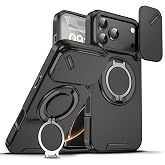 Loyhee Case for iPhone 18 Pro MAX/iPhone 17 Pro MAX &ndash; Anti-Shock Case with Camera Slide Cover &amp; 360&deg; Rotating Stand, Anti-fin
