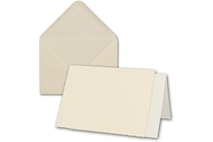 FARBENFROH BY GUSTAV NEUSER 25x creme-weißes DIN A6 Falt-Karten-Set mit Bütten-Rand-Schnitt & Brief-Umschlägen & Einlege-Blätter I 10,4 x 14,8 cm I Papier-Bastel-Set inklusive hochwertiger Box I GUSTAV NEUSER®