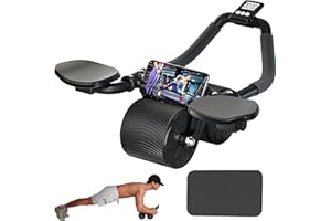 TATOONLY AB Roller Abdominal Trainer,Rueda Abdominal de Rebote Automático con Temporizador y Colchonetas de Entrenamiento,Tablón 4D Para Fitness Corporal,Entrenamiento de Fuerza, Gimnasio en Casa