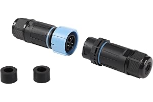 Electraline 71734 3-polig 2-vägs tennkontakt, vattentät, uttag och kontakt, med självlåsande teknik, perfekt för trädgård och