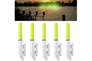 ‎RIISOYU Riisoyu 5 Stück Angel-Alarmglocken, LED Wasserdicht Knicklichter Angeln Leuchtende LeuchtstäBe Mit Schnalle LED Bissanzeiger Rutenspitze für Nachtangeln, Grün