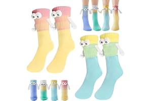 WUMZIRA 2 pares calcetines magnéticos para parejas, Mano a Mano Calcetines, Divertidos Calcetines Succión,calcetines unisex regalos, De color