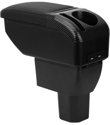 Accoudoir Central Pour Suzuki Ignis 2016-2024 - Avec Rangement, Porte-gobelets, 3 Ports USB, Montage Facile (noir)