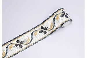 GouieRylin Carta da parati autoadesiva per bordo del bagno, impermeabile, bordi per pareti della cucina, in PVC, rimovibile, bordo delle piastrelle Mosaico di fiori europei retrò 10cm X 500cm