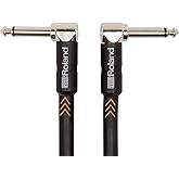 Roland Black-Serie Patch/Pedal-Kabel – Patch/Pedal-Kabel – gewinkelte 6,3-mm-Klinkenstecker, Länge: 30 cm – RIC-B1AA