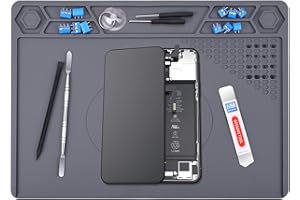 MMOBIEL Magnetic Soldering and Repair Mat Silicone - 29 x 40 cm - Heat-Resistant up to 500°C (932°F) – Workbench Mat for Soldering and Electronics – Silicone Mat with Heat Insulation – Grey