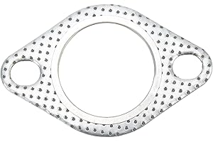 WAKECTS Guarnizione di scarico 1,75", guarnizione del collettore di scarico in acciaio a 2 fori flangiata Guarnizione del tubo di scarico universale per il diametro interno del tubo