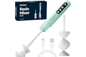 Resiners Resin Mixer, Handheld Epoxy Mixer with Silicone Paddles & Lighting, 4 Speeds, LED Screen, Minimum Bubbles, Easy Clean, Electric Stirrer Tool for Epoxy Resin Molds,Silicone,Soap,Paint Mixing