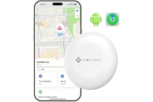 NOVOO Smart Wallet Tracker Tag per Apple & Google Find My, Mini Localizzatore Bluetooth con Allarme Forte 80dB, Batteria Sostituibile, Etichetta Localizzatore per Chiavi/Passaporto/Valigie/Bagni,1 PC