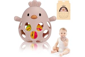 Venditer Silikonowa Grzechotka i Gryzak dla Niemowląt - Zabawka Sensoryczna, Motoryczna, Montessori - Różowa